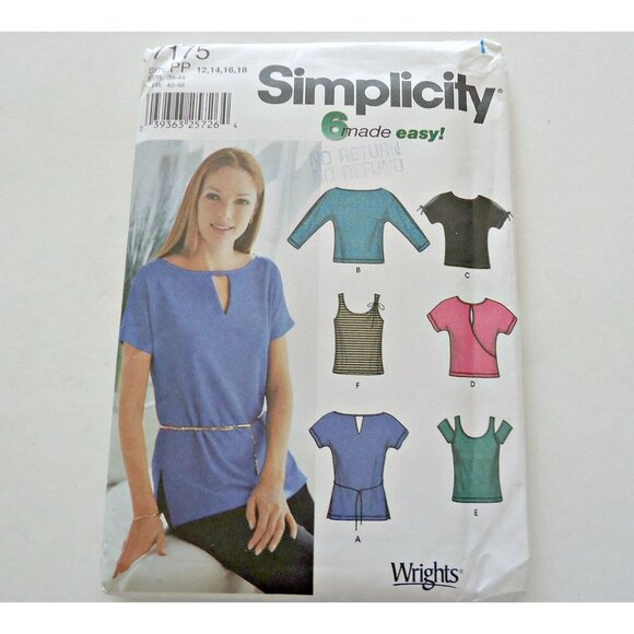 Simplicity 7175 Sewing Pattern Misses' Knit Tops 6 Styles Size 12 14 16 18 Uncut - Picture 2 of 5